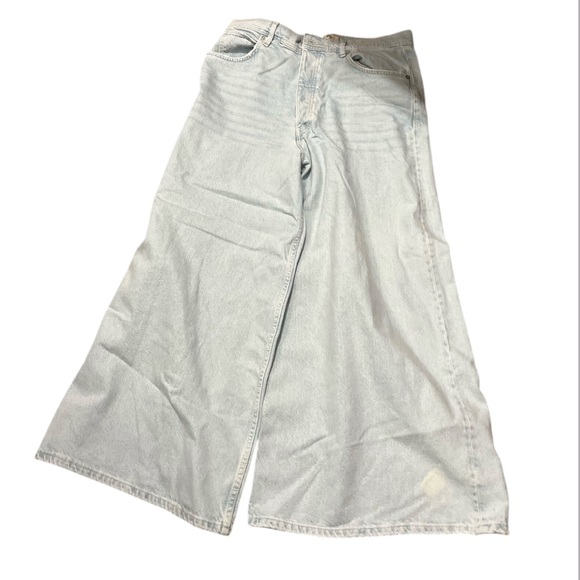 We The Free Wide Crop Flare Jeans Light Wash Bay Blue Inseam 26 fly button - Picture 3 of 10